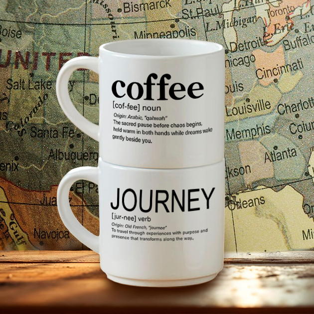 Coffee Stories Collection | Coffee + Journey Coffee Mug Set | My Coffee Journey 2-Stack