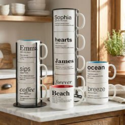 Build your story, one word at a time. Coffee & Words stackable mugs with Word Story Style® definitions.