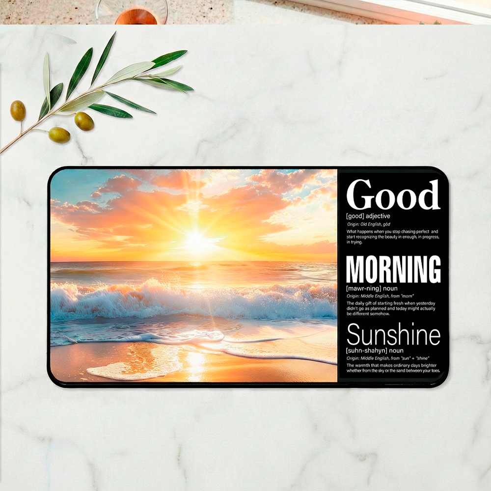 Story Stack Mat | Good Morning Sunshine - Dramatic Sky Beach Sunrise Coffee and Desk Mat - Image 7