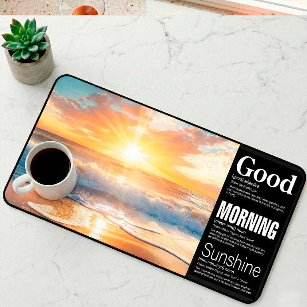 Story Stack Mat | Good Morning Sunshine - Dramatic Sky Beach Sunrise Coffee and Desk Mat
