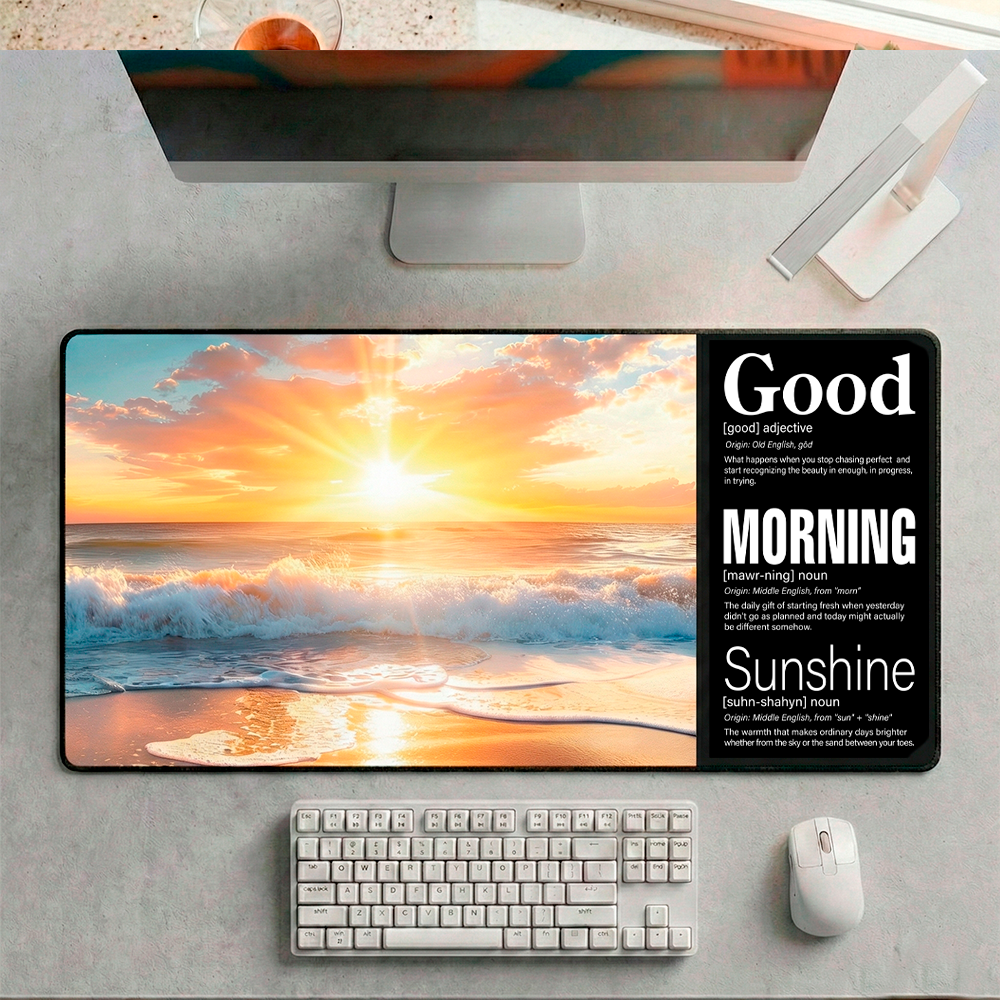 Story Stack Mat | Good Morning Sunshine - Dramatic Sky Beach Sunrise Coffee and Desk Mat - Image 3