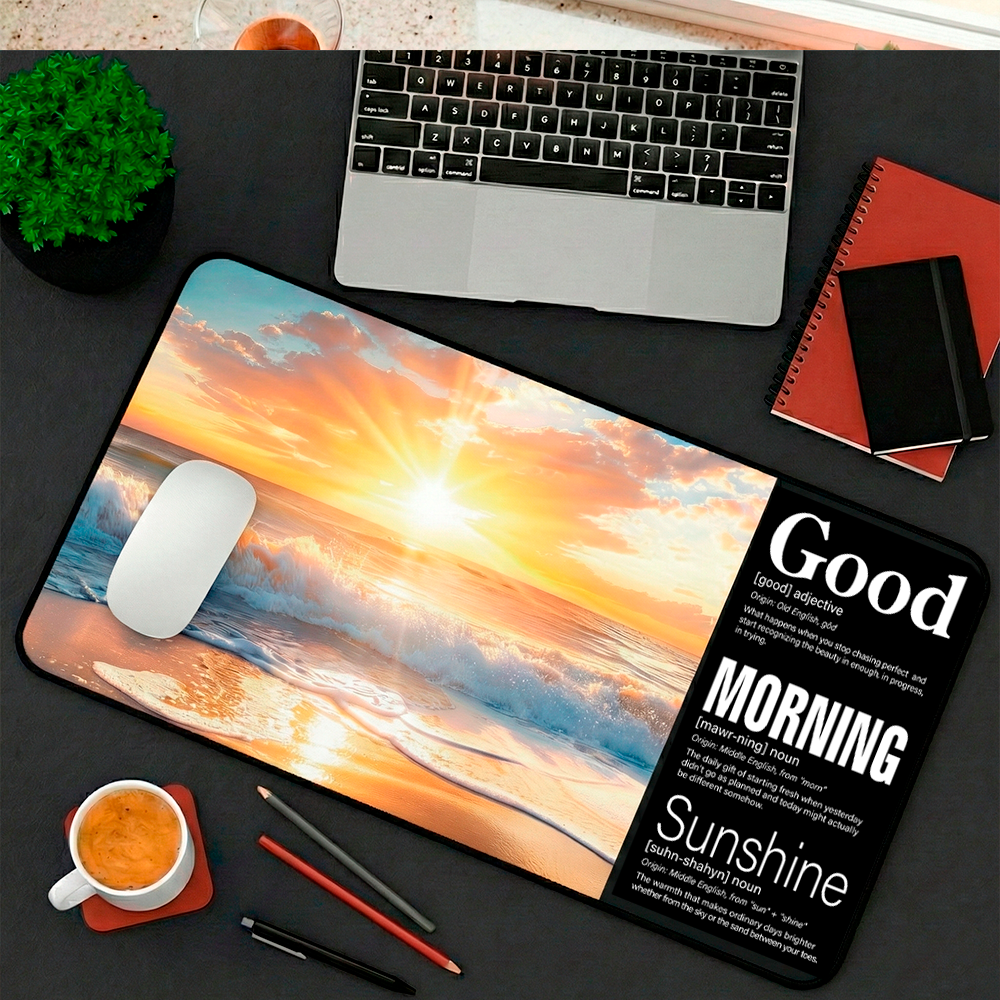 Story Stack Mat | Good Morning Sunshine - Dramatic Sky Beach Sunrise Coffee and Desk Mat - Image 5