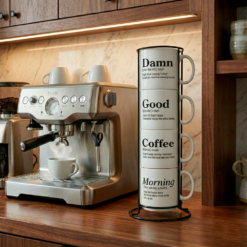 Alternative view of 4-Mug Stack | Damn + Good + Coffee + Morning | Signature Collection