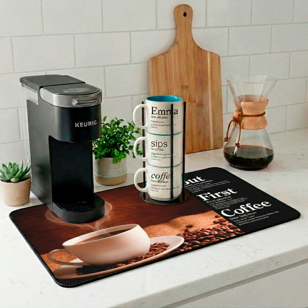 Story Stack Mat | But First Coffee - Coffee Cup with Heart Steam - Coffee and Desk Mat - Image 4