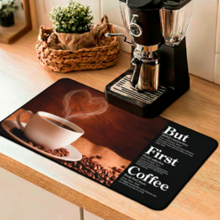 Alternative view of Story Stack Mat | But First Coffee - Coffee Cup with Heart Steam - Coffee and Desk Mat