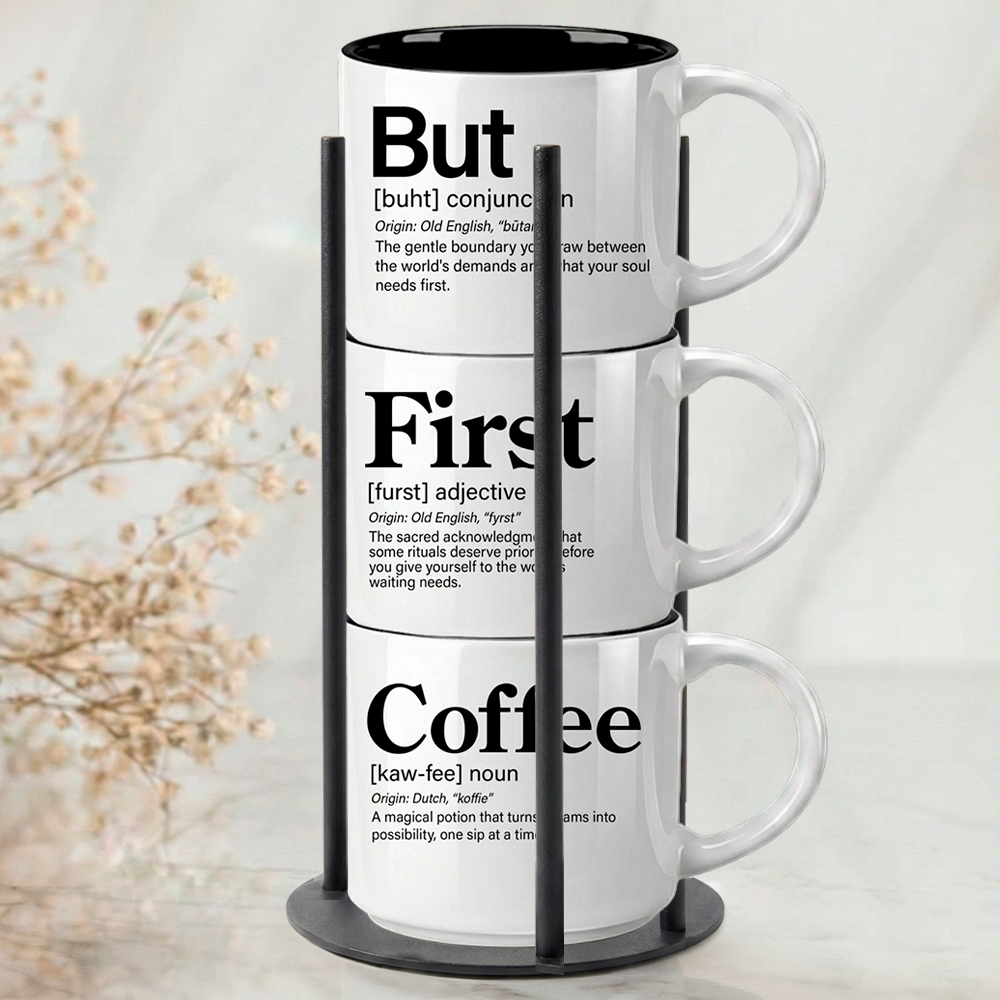 3-Mug Stack | But + First + Coffee | Signature Collection - Image 2