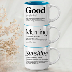 Good + Morning + Sunshine – because some combinations just make everything better. This 3-word stack from Coffee & Words features our signature Word Story Style® definitions across three premium mugs that honor the ritual of starting your day right.