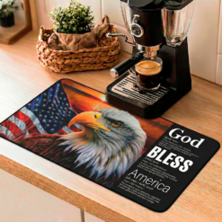 Alternative view of Story Stack Mat | God Bless America, Eagle at Sunset with American Flag, Coffee and Desk Mat