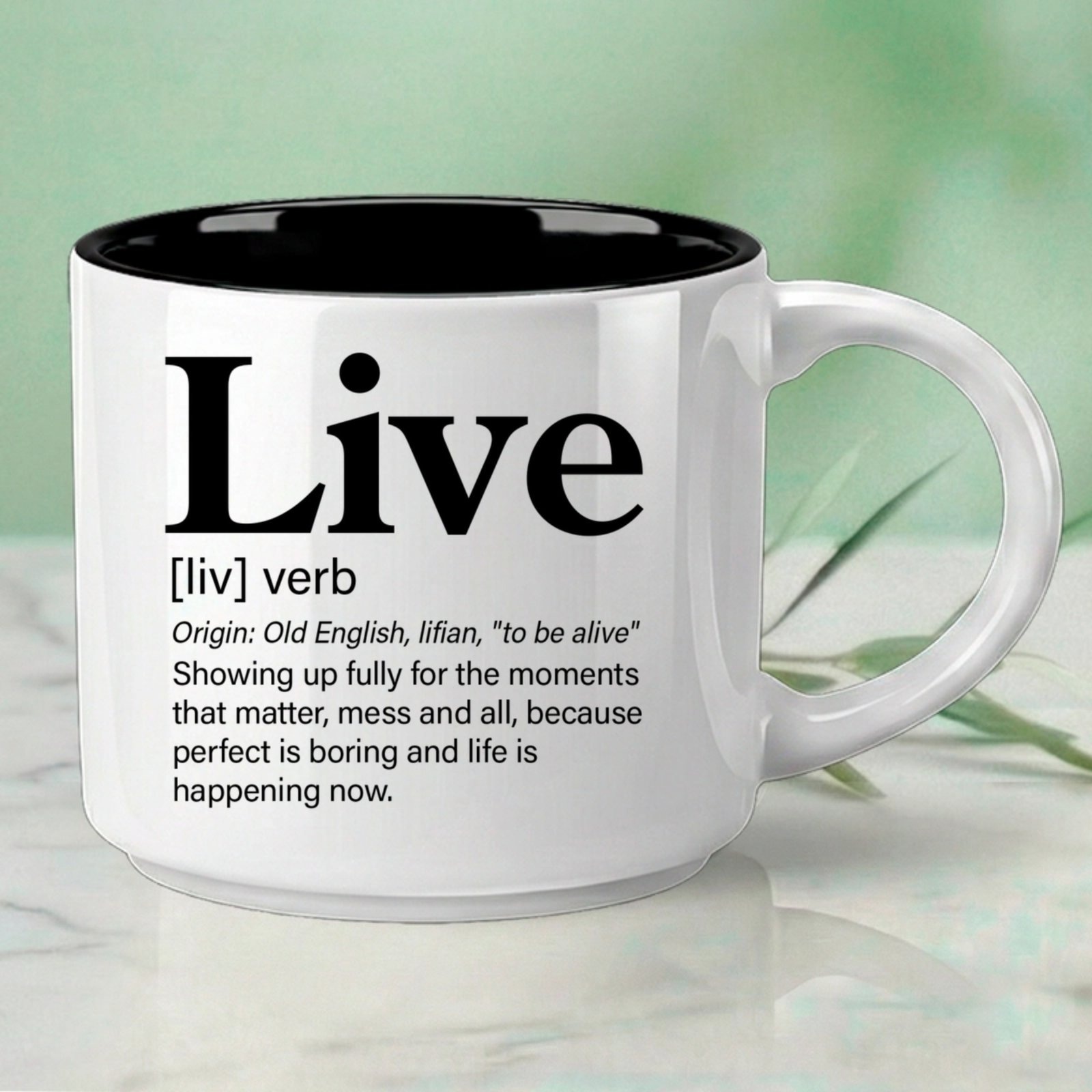 Live – Single Mug | Word Story Style® Coffee Mug – Because Every Word Tells a Story