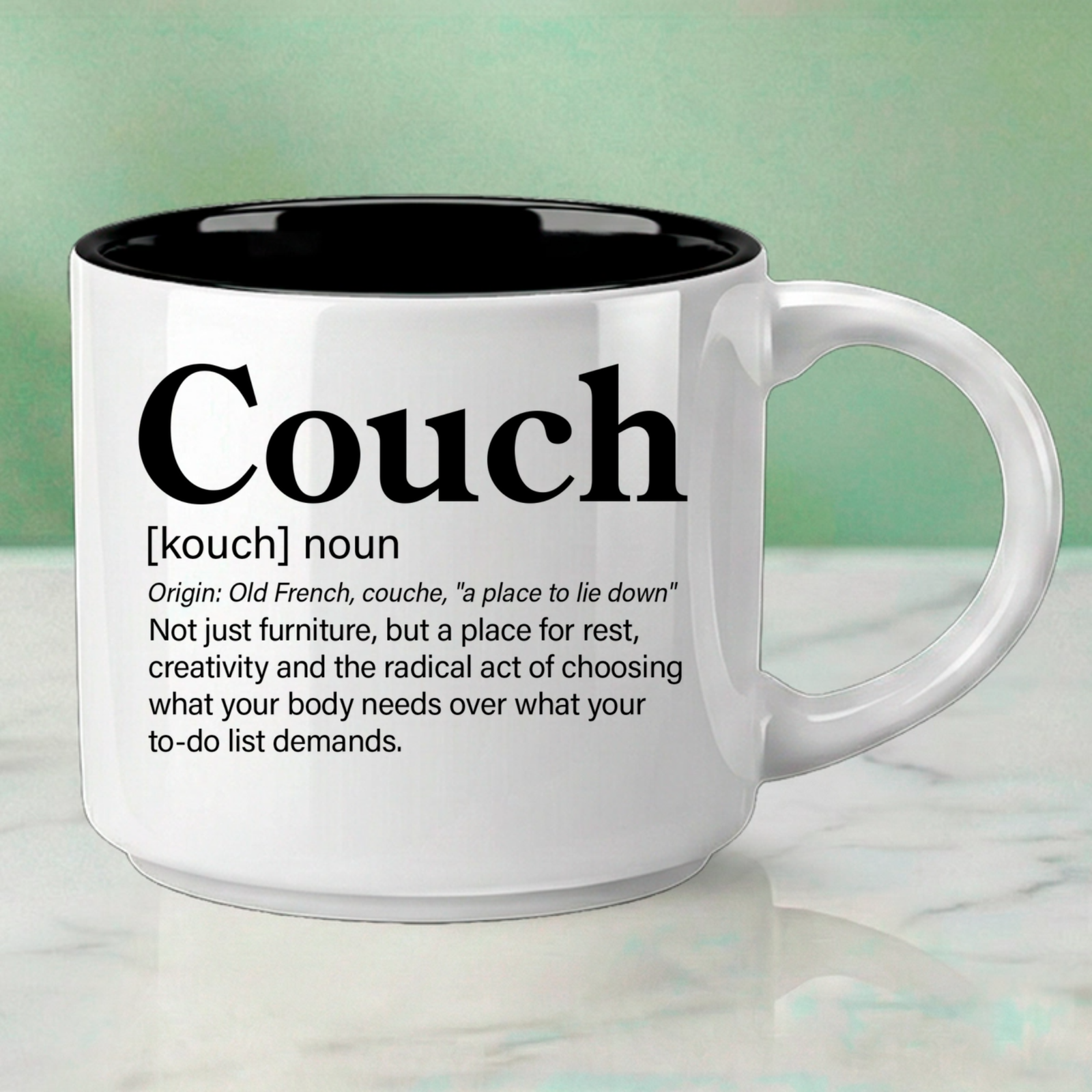 COUCH transformed into a Word Story Style definition – celebrating the radical act of rest.