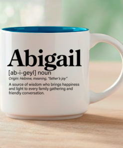 Whether you're shopping for the Abigail in your life or you are the Abigail—this mug says what a greeting card never could. Coffee & Words