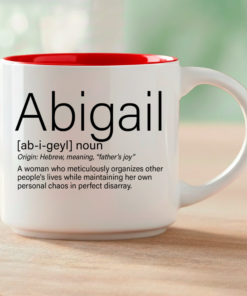 Whether you're shopping for the Abigail in your life or you are the Abigail—this mug says what a greeting card never could. Coffee & Words