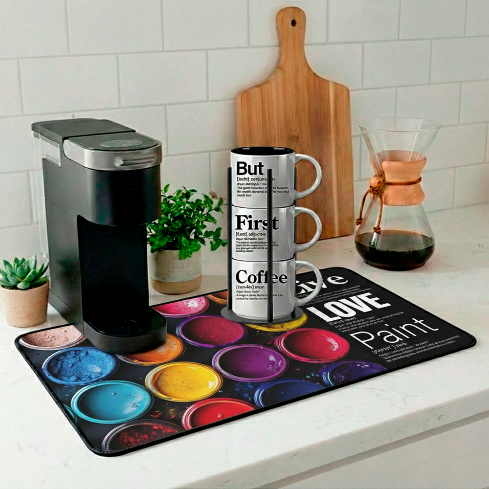 The vibrant scene of Live + Love + Paint, featuring colorful paint jars, creates a visual celebration of convincing a canvas it was always meant to be something else.