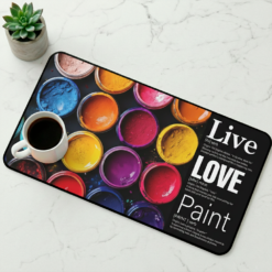 The vibrant scene of Live + Love + Paint, featuring colorful paint jars, creates a visual celebration of convincing a canvas it was always meant to be something else.