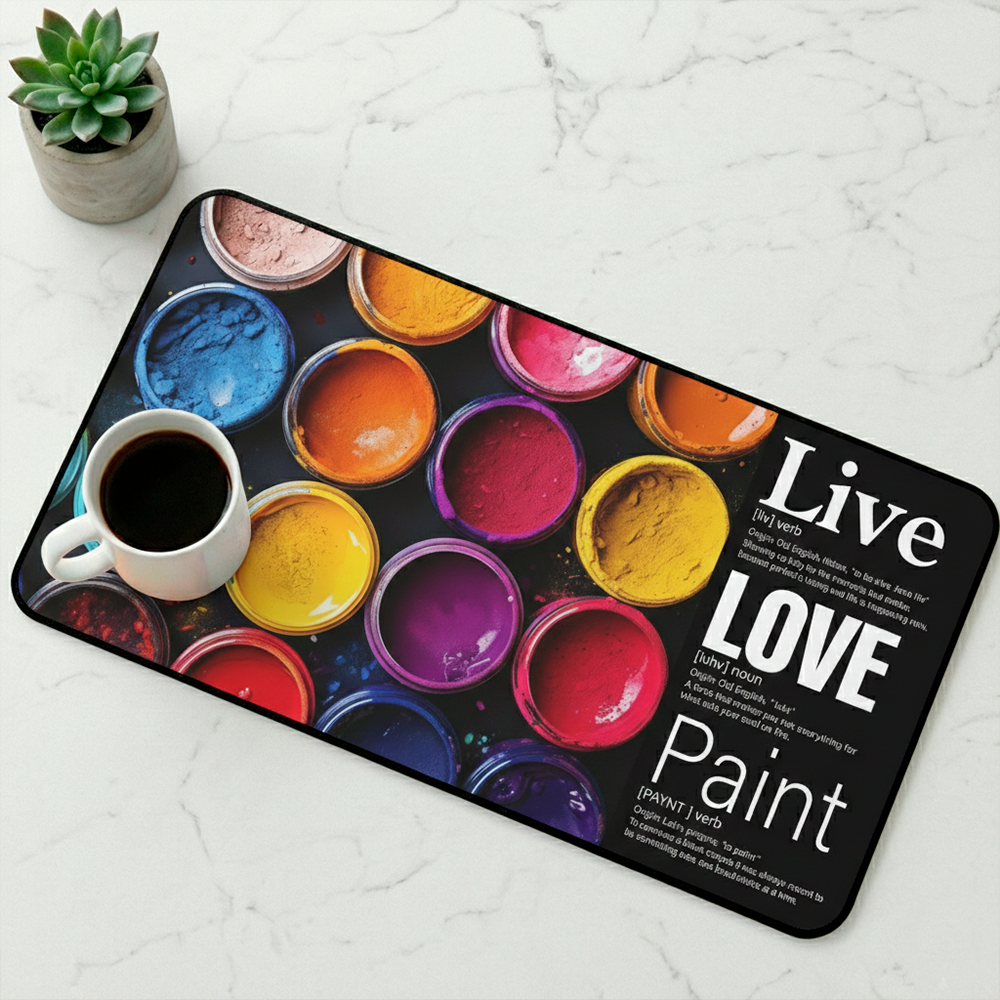 The vibrant scene of Live + Love + Paint, featuring colorful paint jars, creates a visual celebration of convincing a canvas it was always meant to be something else.