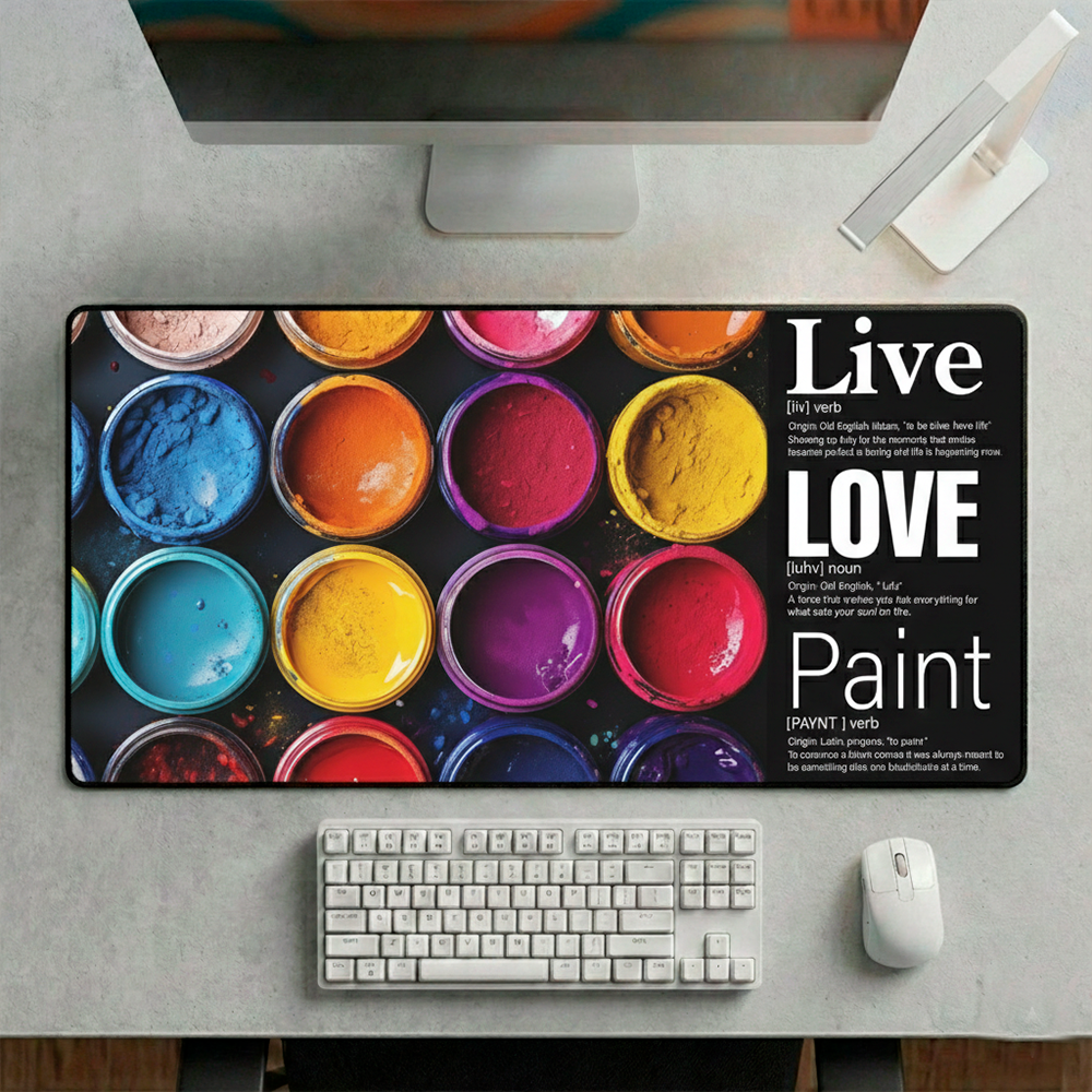 The vibrant scene of Live + Love + Paint, featuring colorful paint jars, creates a visual celebration of convincing a canvas it was always meant to be something else.