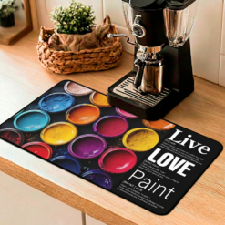 The vibrant scene of Live + Love + Paint, featuring colorful paint jars, creates a visual celebration of convincing a canvas it was always meant to be something else.