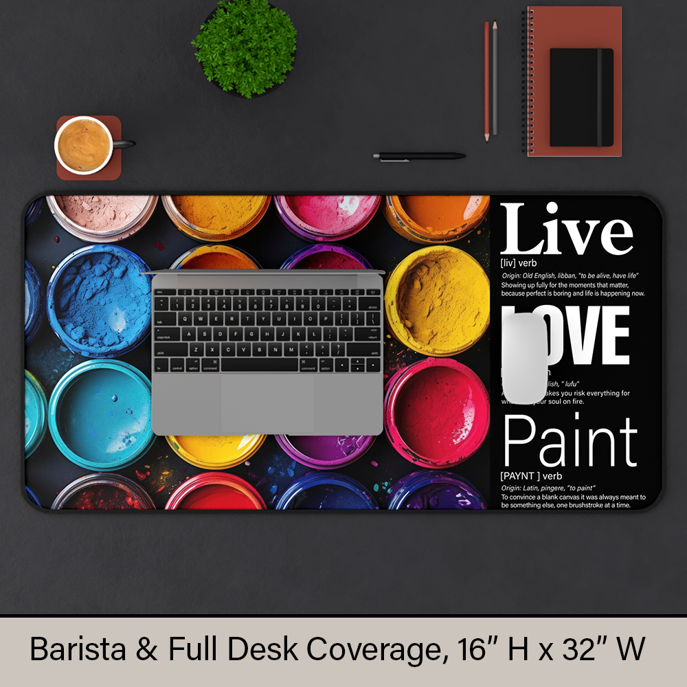 The vibrant scene of Live + Love + Paint, featuring colorful paint jars, creates a visual celebration of convincing a canvas it was always meant to be something else.