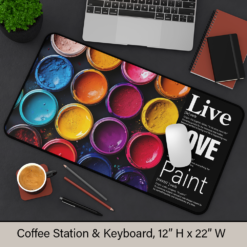 The vibrant scene of Live + Love + Paint, featuring colorful paint jars, creates a visual celebration of convincing a canvas it was always meant to be something else.