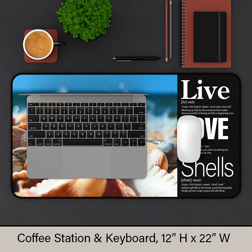 Live + Love + Shells: The foundation for your coffee ritual or creative workspace.