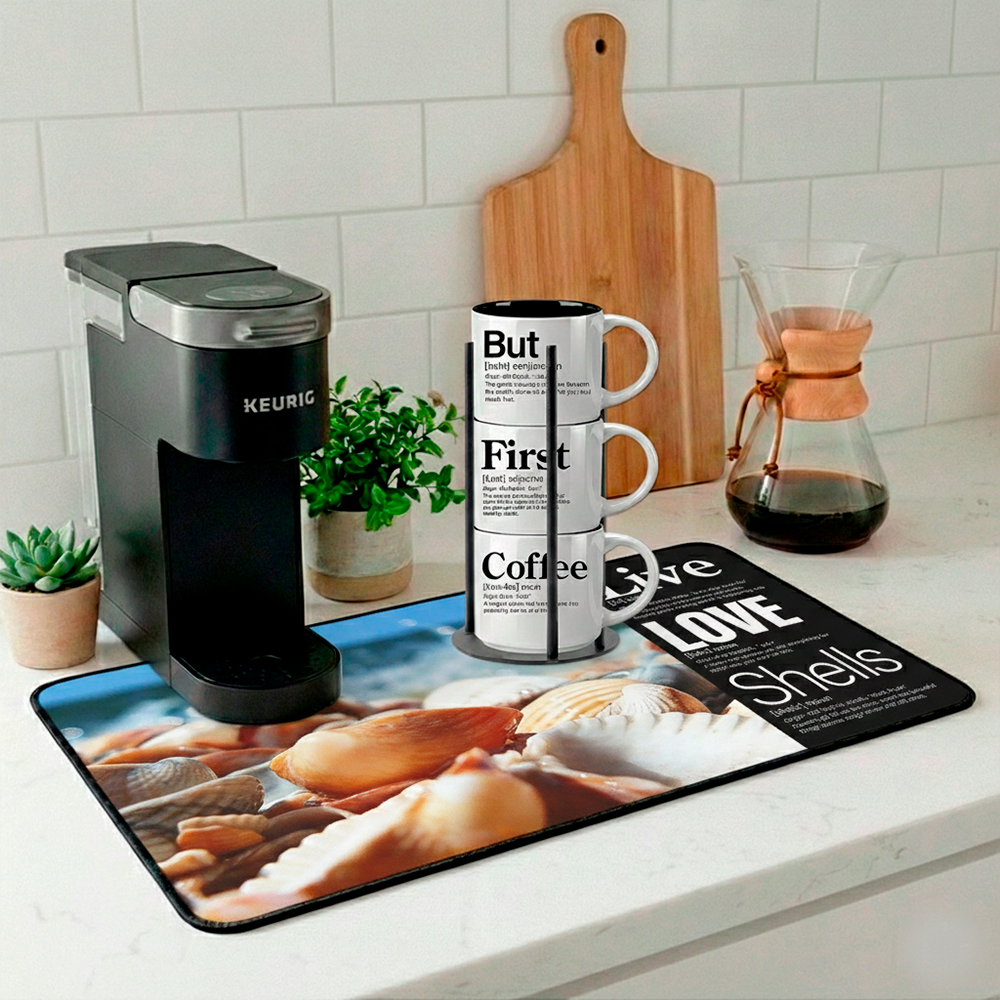 Live + Love + Shells: The foundation for your coffee ritual or creative workspace.