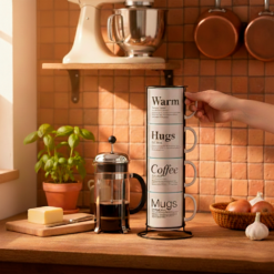Warm + Hugs + Coffee + Mugs – for those who know that comfort comes in small, stackable moments.