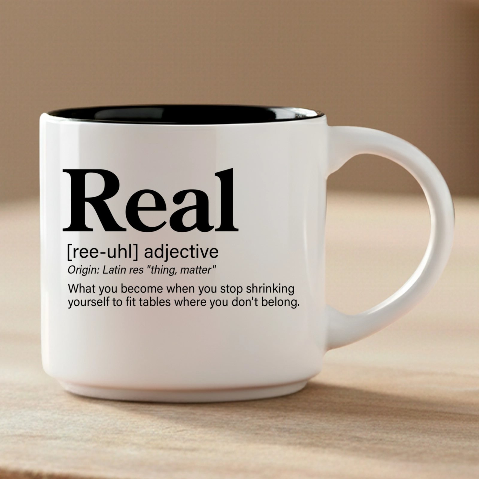 Real – Single Mug | Word Story Style® Coffee Mug – Because Every Word Tells a Story