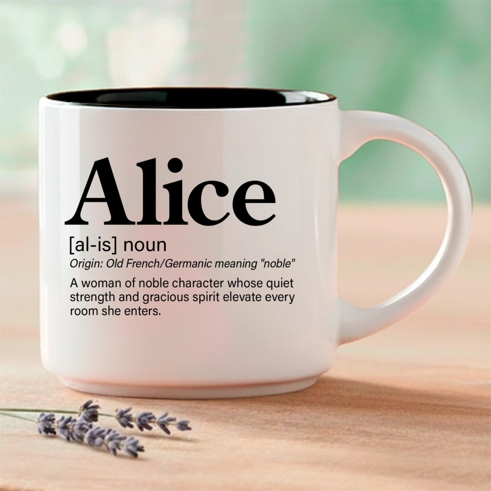 Alice – Single Mug | Word Story Style® Coffee Mug – Because Every Name Tells a Story