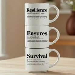 3-Mug Stack | Resilience + Ensures + Survival | Blessings Collection | Word Story Style® Blessing Mugs
