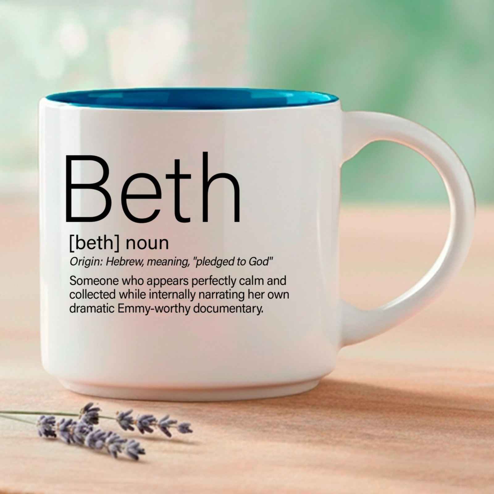 A name that means "pledged to God" — because Beth is the one everyone counts on when it matters most. Coffee and Words LLC