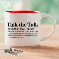 The phrase that starts everything. This single mug features three Word Story Style® definitions of Talk the Talk — Meaningful, Whimsical, and Uncensored — printed on both sides of a premium 14oz ceramic mug with 4 interior color options.