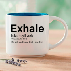 Exhale, Word Story Style™ Psalm 46:10 bible verse. Available in 4 colors.