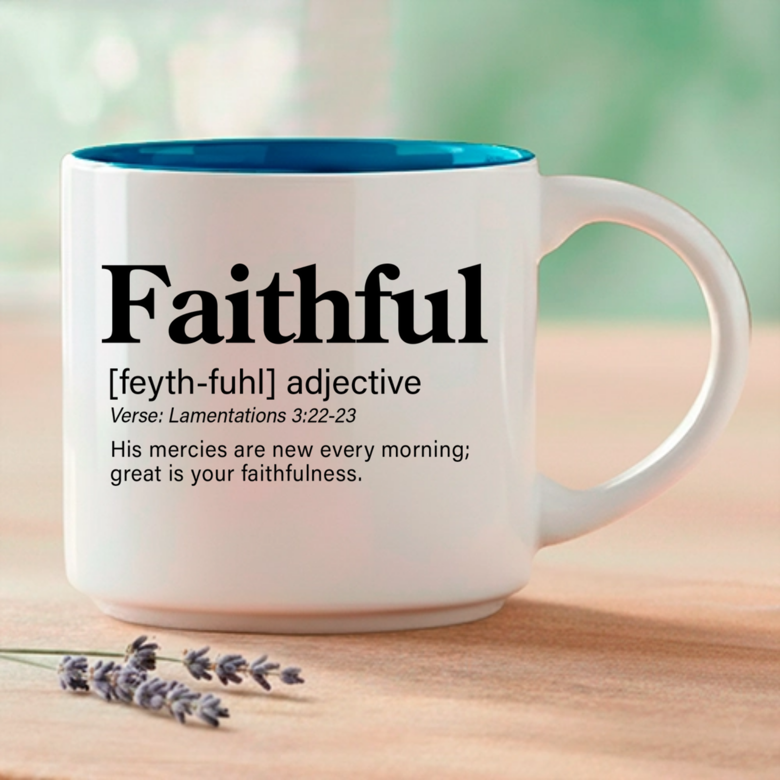 Faithful - Single Mug | Word Story Style™ Bible Verse Mug - Great is your faithfulness - Image 5
