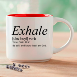 Exhale, Word Story Style™ Psalm 46:10 bible verse. Available in 4 colors.