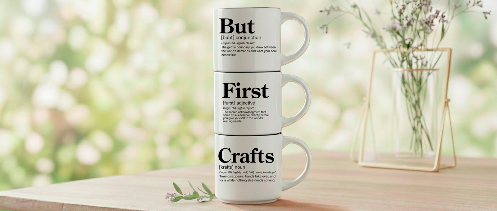 But + First + Crafts – for those who know coffee can wait, but the glue gun can't.
