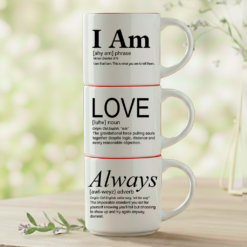Coffee & Words creates stackable ceramic mugs featuring our proprietary Word Story Style™ definitions.