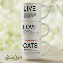 Alternative view of 3-Mug Stack | Live + Love + Cats | Pets & Animals Collection | Stackable Mug Set