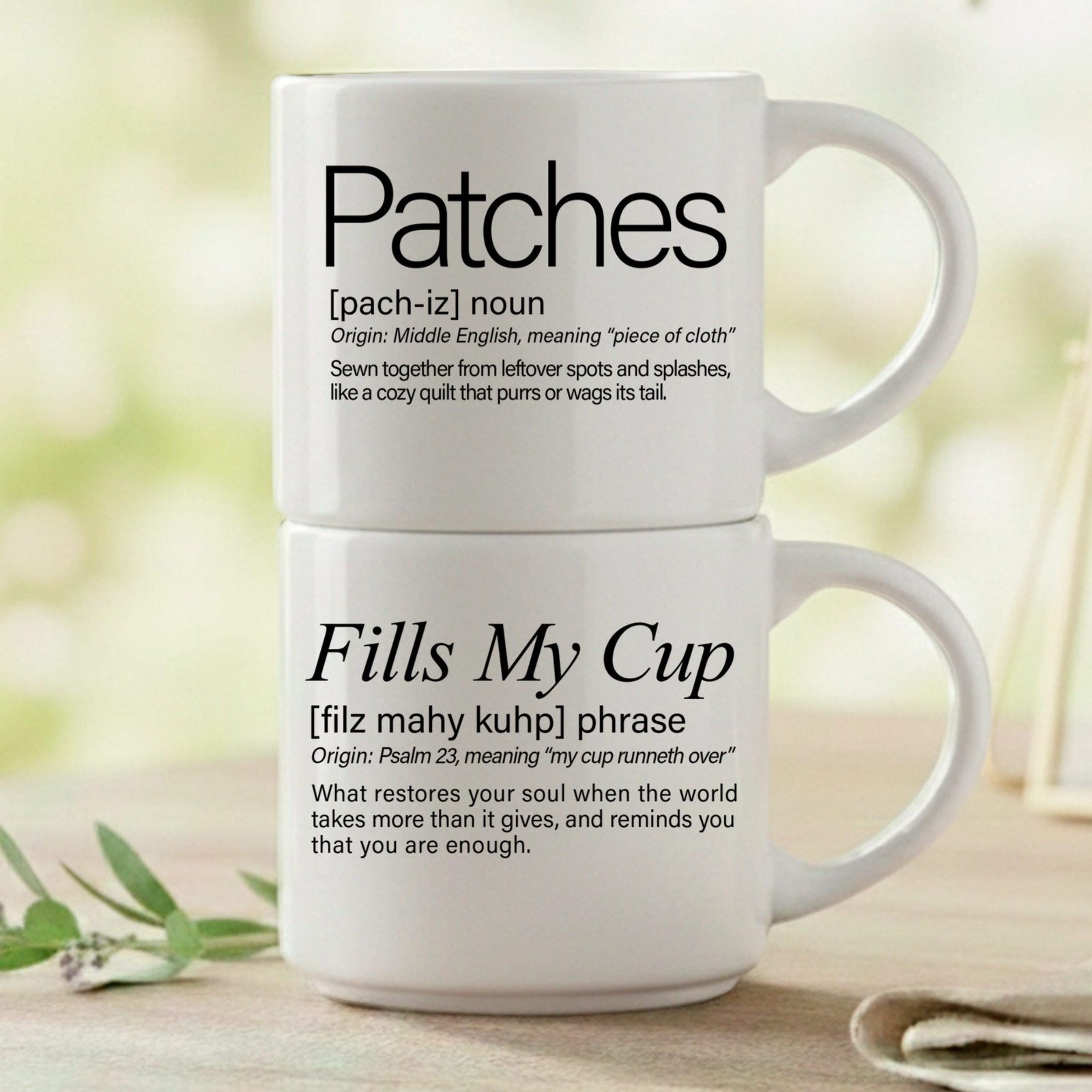 2-Mug Stack | Pet Name + Fills My Cup Mug Set: Who Fills Your Cup - Image 2