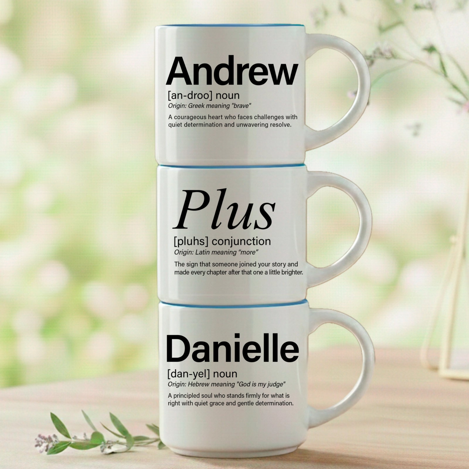3-Mug Stack | Personalized Matching Name Mugs: Two Names, One Story - Image 2